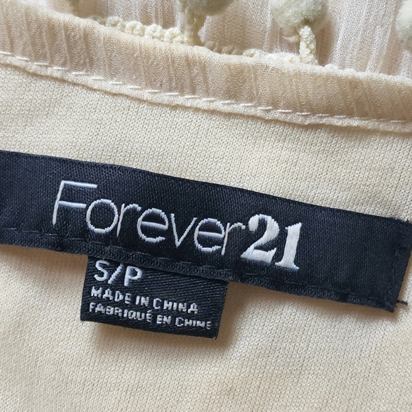 Forever 21 Sheer Lace Pom Pom Overlay Flowy Tank Top - Picture 5 of 6